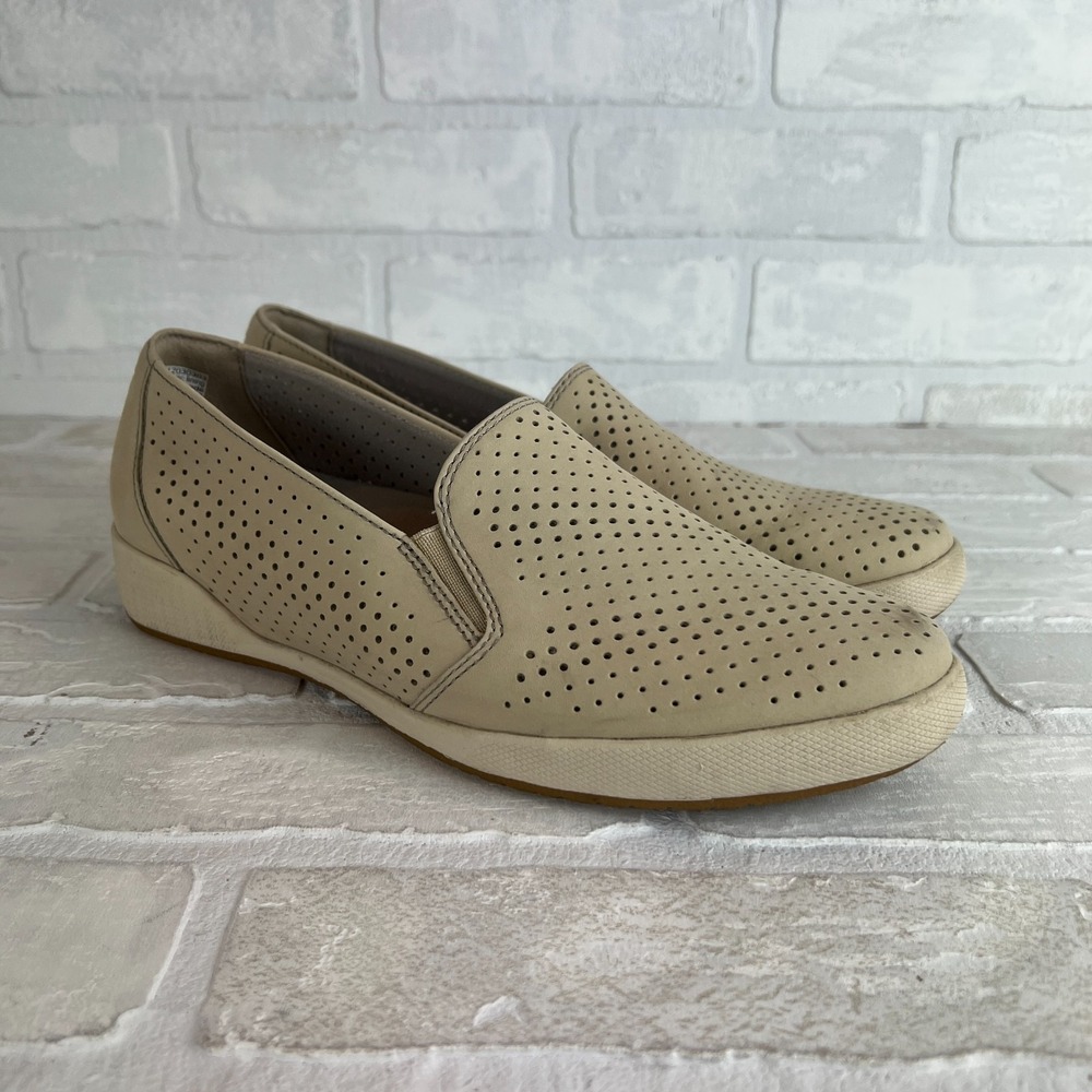 Dansko‎ 40 Loafer Slip On Sneaker Womens 9.5 10 Beige Perforated Nubuck Leather